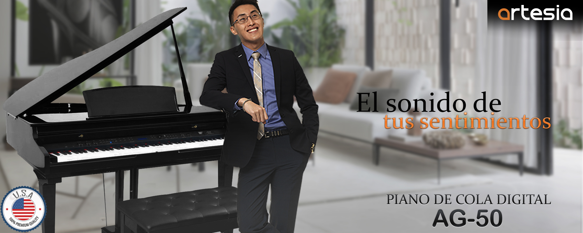 Artesia • Piano Artesia de Cola Digital AG50 Negro Brillante • Pianos